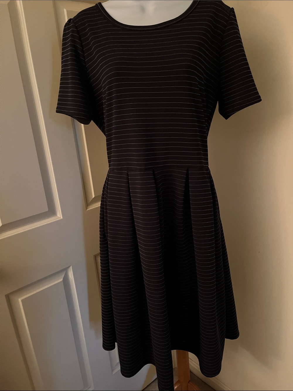 Lularoe Classic Black Striped Fit-and-Flare Dress